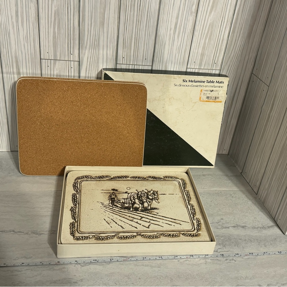 Vintage Taunton Vale Traditional Place Table Mats with Horses Ploughing Field.